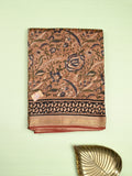 Maheshwari fancy saree light brown color allover prints & zari border with printed pallu and printed blouse
