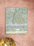 Kota fancy saree pastel blue color allover prints & small zari border with printed pallu and printed blouse