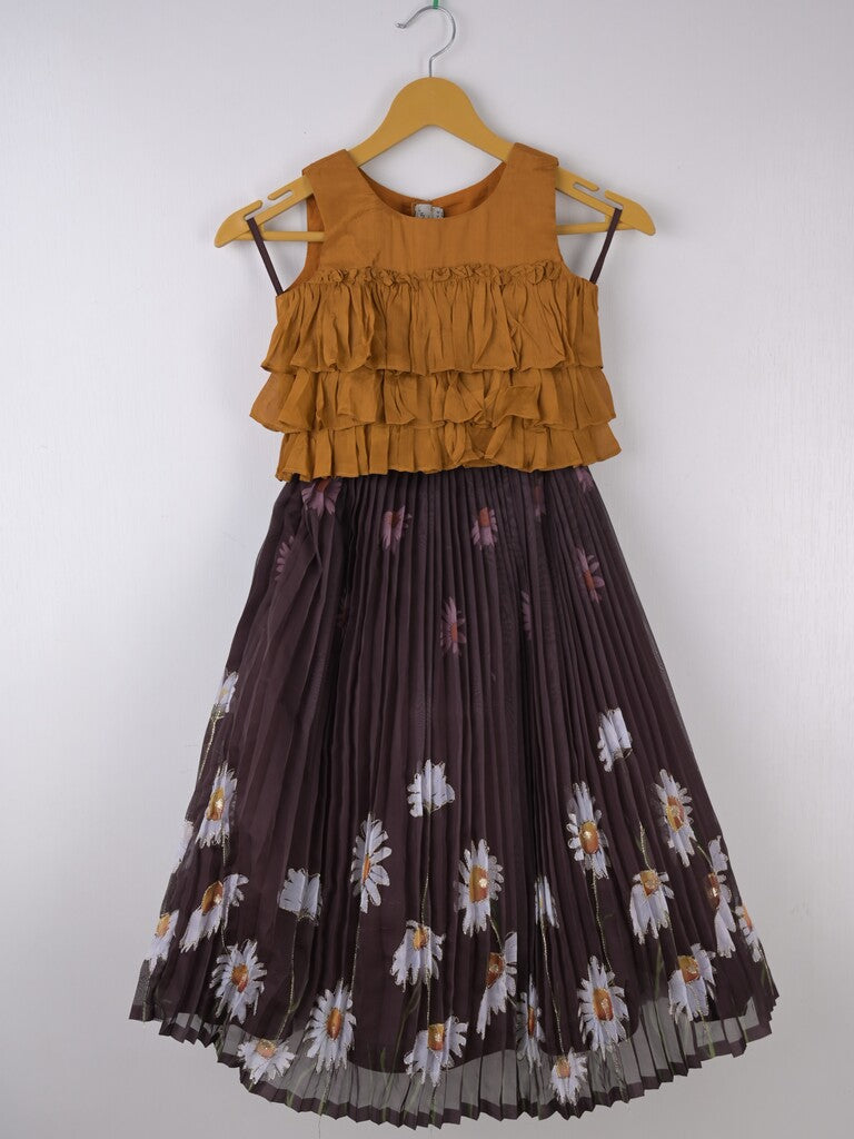 Organza floral crop top with skirt