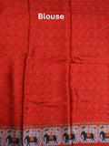 Mashroo silk fancy saree pastel pink color allover prints & contrast border with short zari pallu and printed blouse