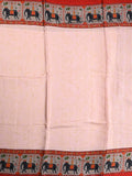 Mashroo silk fancy saree light baby pink color allover prints & contrast border with short zari pallu and printed blouse