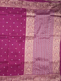 Tabby silk fancy saree magenta color allover zari motifs & zari border with rich pallu and plain blouse
