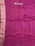 Tabby silk fancy saree magenta color allover zari motifs & zari border with rich pallu and plain blouse