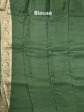 Tabby silk fancy saree bottle green color allover zari motifs & zari border with rich pallu and plain blouse