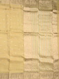 Tabby silk fancy saree beige color allover zari motifs & zari border with rich pallu and plain blouse