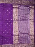 Tabby silk fancy saree violet color allover zari motifs & zari border with rich pallu and plain blouse