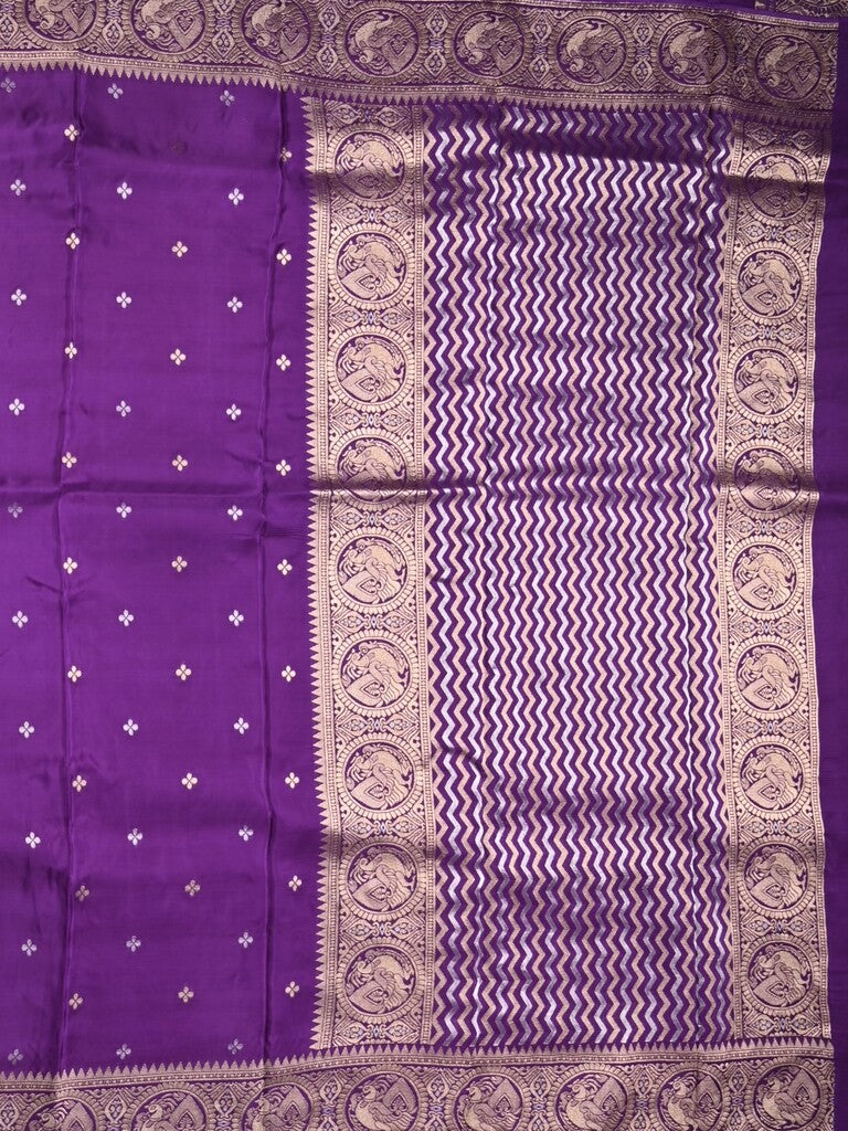 Tabby silk fancy saree violet color allover zari motifs & zari border with rich pallu and plain blouse