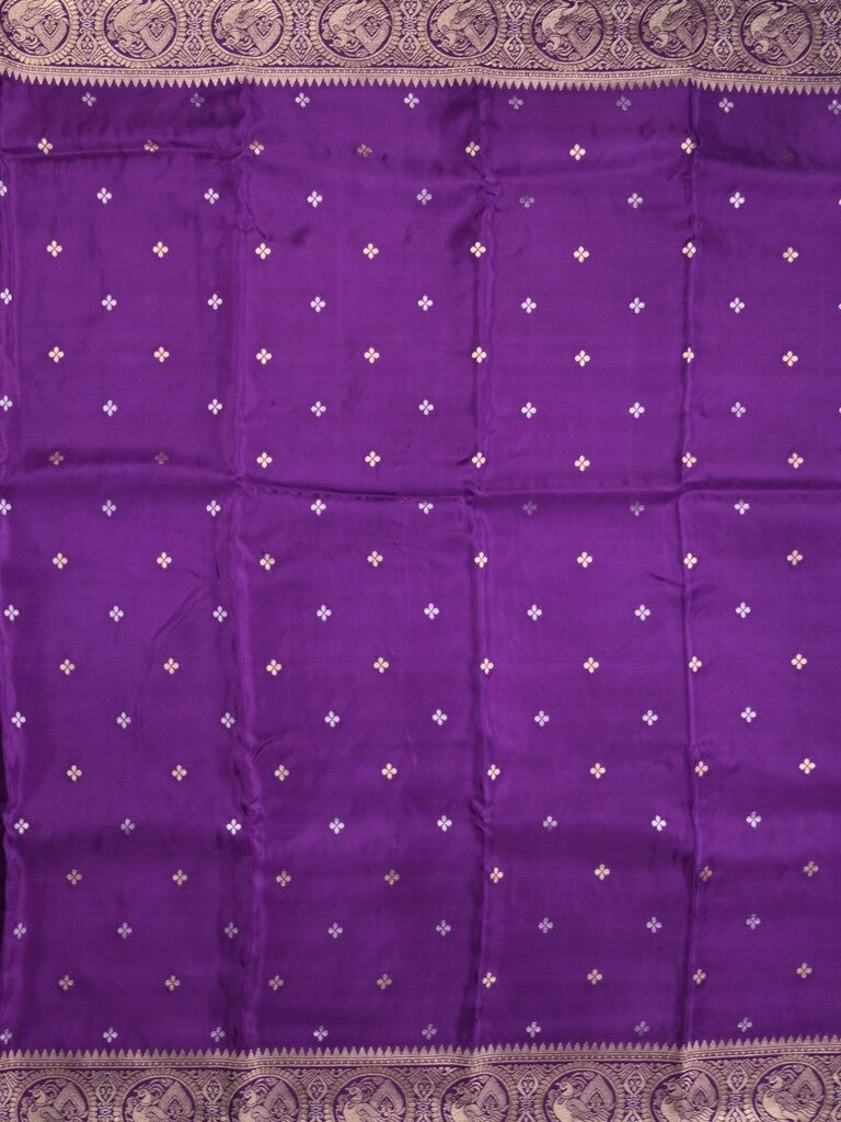 Tabby silk fancy saree violet color allover zari motifs & zari border with rich pallu and plain blouse