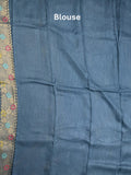 Jute matka fancy saree peacock blue color allover zari weaves & zari border with weaving pallu and plain blouse