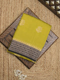 Maheshwari fancy saree with allover zari motifs & zari border with contrast blouse