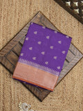Maheshwari fancy saree with allover zari motifs & zari border with contrast blouse