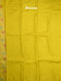 Jute matka fancy saree bright yellow color allover zari weaves & zari border with weaving pallu and plain blouse