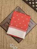 Maheshwari fancy saree with allover zari motifs & zari border with contrast blouse