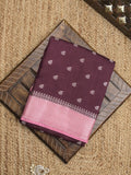 Maheshwari fancy saree with allover zari motifs & zari border with contrast blouse