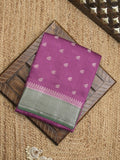 Maheshwari fancy saree with allover zari motifs & zari border with contrast blouse
