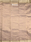 Tissue crush fancy saree purple color allover motifs & zari border with short zari pallu and tissue blouse