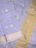 Tissue crush fancy saree light blue color allover motifs & zari border with short zari pallu and tissue blouse