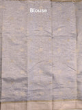 Tissue crush fancy saree light blue color allover motifs & zari border with short zari pallu and tissue blouse