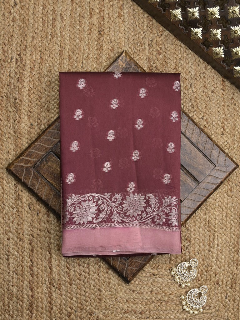 Green mango fancy sarees with allover zari detailing and attached contrast blouse