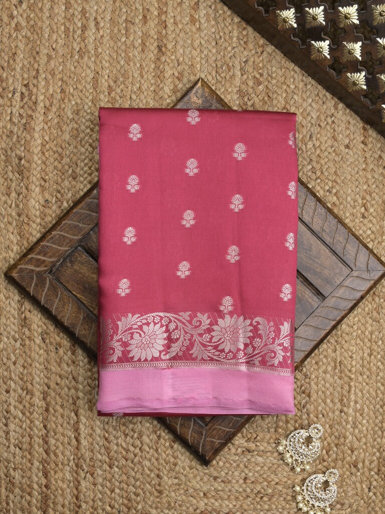 Green mango fancy sarees with allover zari detailing and attached contrast blouse