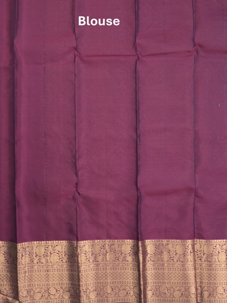 Kanchi pattu saree peacock blue color allover zari weaves & zari border with rich pallu and contrast plain blouse