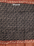 Maheshwari fancy saree black color allover prints & zari border with printed pallu and printed blouse