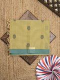 Kanchi cotton saree with allover motifs & contrast border with attached blouse