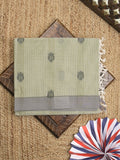 Kanchi cotton saree with allover motifs & contrast border with attached blouse