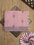 Kanchi cotton saree with allover motifs & contrast border with attached blouse