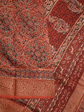 Maheshwari fancy saree maroon color allover prints & zari border with printed pallu and printed blouse