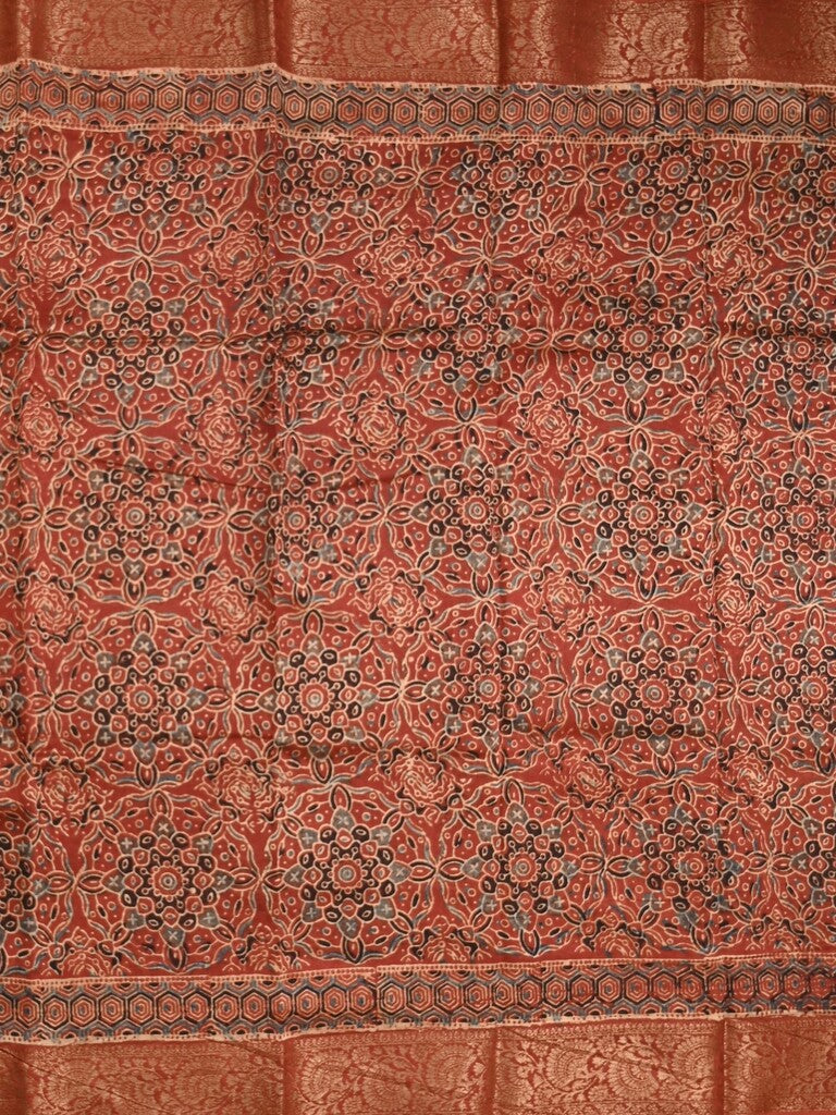 Maheshwari fancy saree maroon color allover prints & zari border with printed pallu and printed blouse