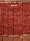 Maheshwari fancy saree maroon color allover prints & zari border with printed pallu and printed blouse