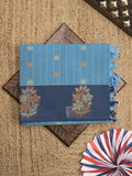 Kanchi cotton saree with allover motifs and contrast border paired with self-blouse
