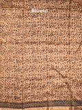 Maheshwari fancy saree light brown color allover prints & zari border with printed pallu and printed blouse