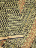 Maheshwari fancy saree black color allover prints & zari border with printed pallu and printed blouse