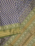 Tussar fancy saree allover stripes and zari border with printed blouse and contrast blouse