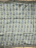 Maheshwari fancy saree grey color allover prints & zari border with printed pallu and printed blouse