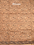 Maheshwari fancy saree light brown color allover prints & zari border with printed pallu and printed blouse