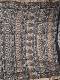 Maheshwari fancy saree grey color allover prints & zari border with printed pallu and printed blouse
