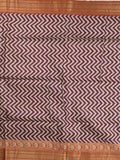Tussar fancy saree allover stripes and zari border with printed blouse and contrast blouse
