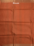 Tussar fancy saree allover stripes and zari border with printed blouse and contrast blouse