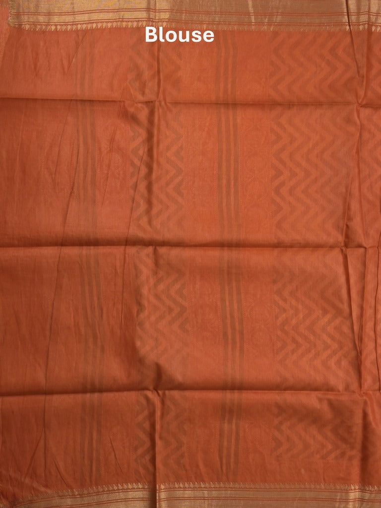 Tussar fancy saree allover stripes and zari border with printed blouse and contrast blouse