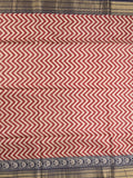 Tussar fancy saree allover stripes and zari border with printed blouse and contrast blouse