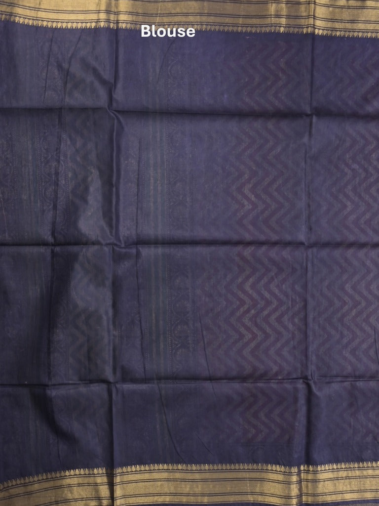 Tussar fancy saree allover stripes and zari border with printed blouse and contrast blouse