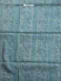 Tussar fancy saree with allover stripes and printed border with attached plain blouse