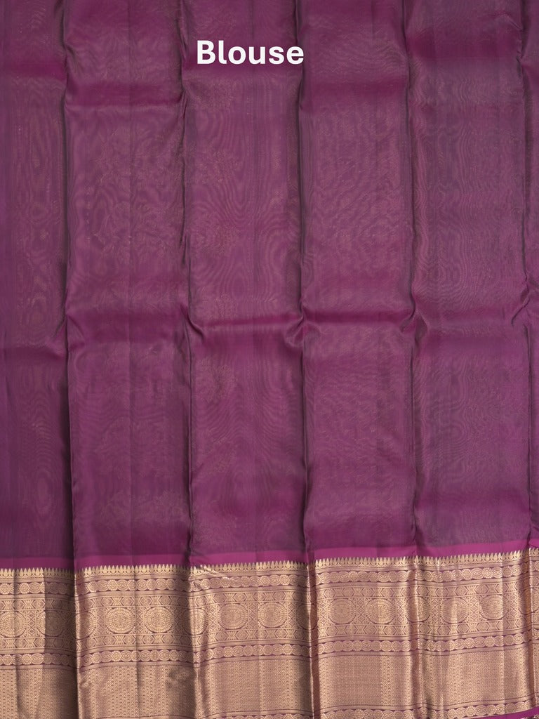 Kanchi pattu saree peacock blue color allover zari weaves & zari border with rich pallu and contrast plain blouse