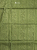 Tussar fancy saree with allover stripes and printed border with attached plain blouse