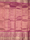 Kanchi pattu saree onion pink color allover zari weaves & zari border with rich pallu and contrast plain blouse
