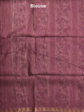Tussar fancy saree with allover stripes and printed border with attached plain blouse