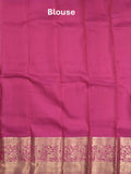 Kanchi pattu saree onion pink color allover zari weaves & zari border with rich pallu and contrast plain blouse